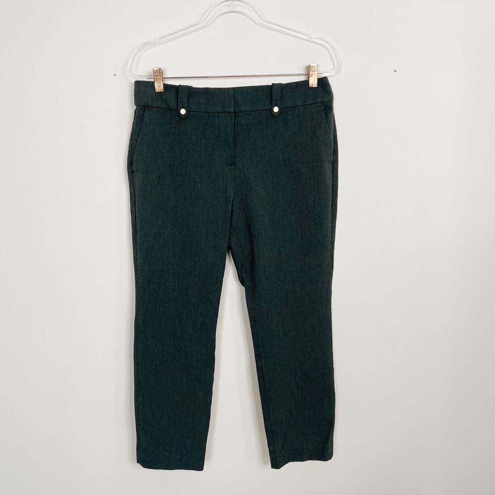 LOFT Slim Stretch Cropped Pants Heather Green 10P Petite Work Office Career